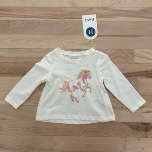 Hatley Unicorn Long Sleeve Tee 9-12M NWT Cream Metallic Graphic